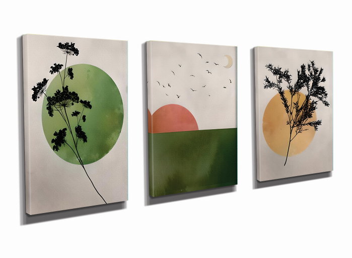 Wallity UDC17 Lienzo Decorativo de 3 Piezas Multicolor